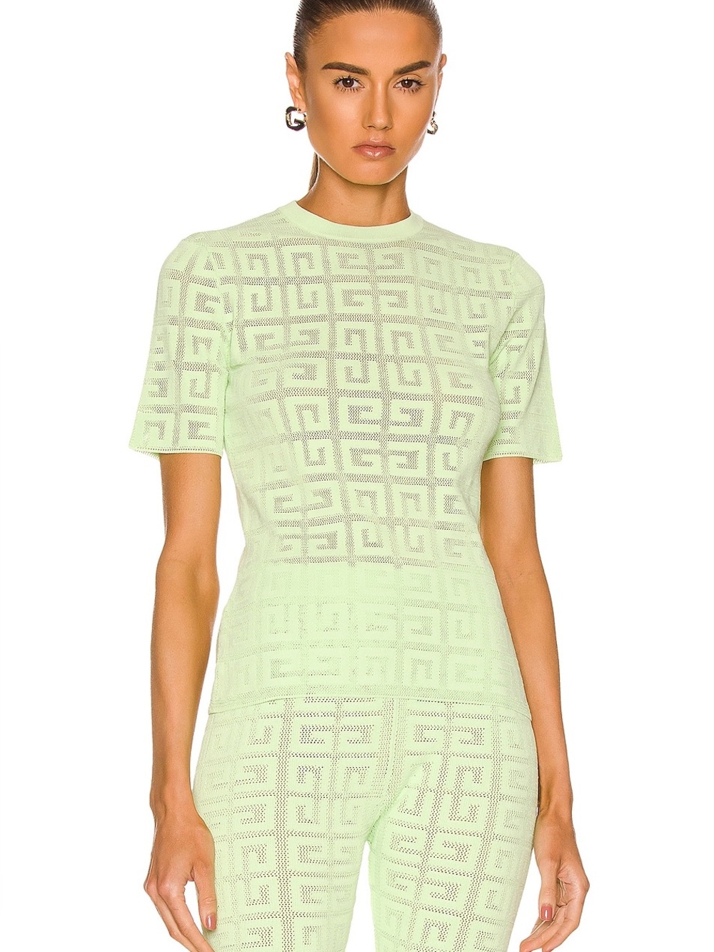 Givenchy Sheer Geometric Knit Top - Light Green